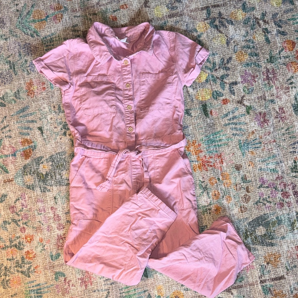 Cat & Jack Girls S 6/7 Light Pink Short Sleeve Jumpsuit Play Condition